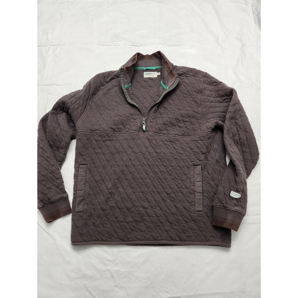 Wellen Sweatshirt Mens Large Brown 1/4 Zip Quilted Mock Neck Pullover Fleece